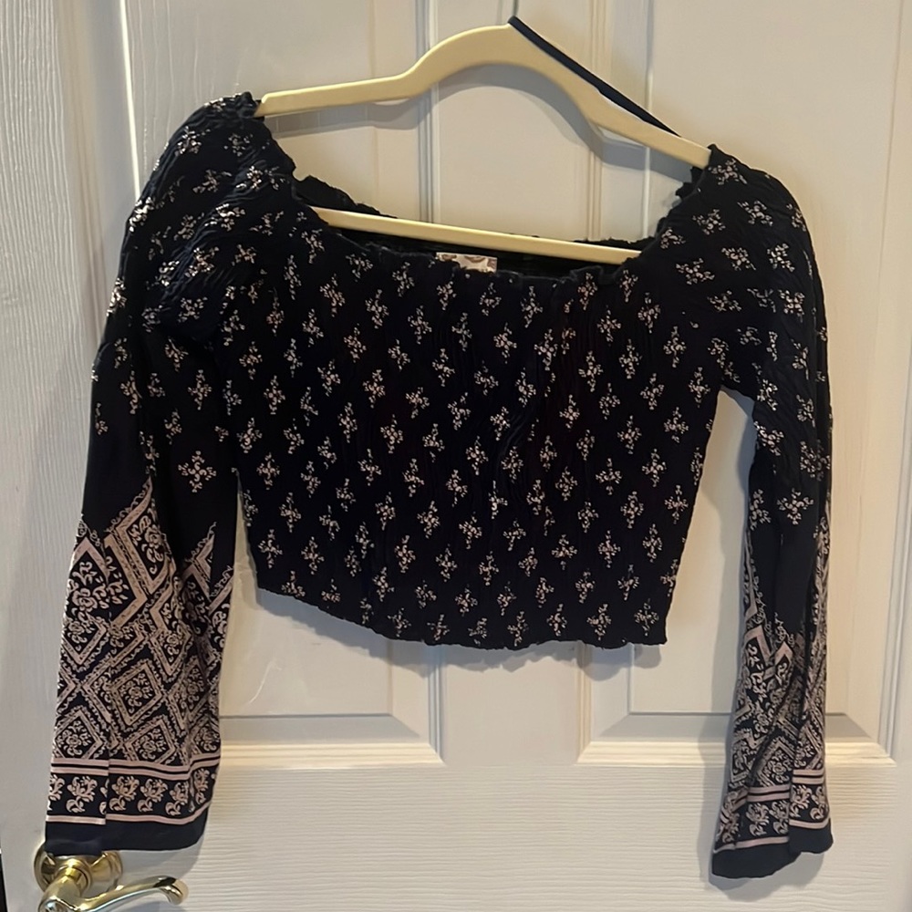 Band of Gypsies blue off the shoulder top with wide sleeves